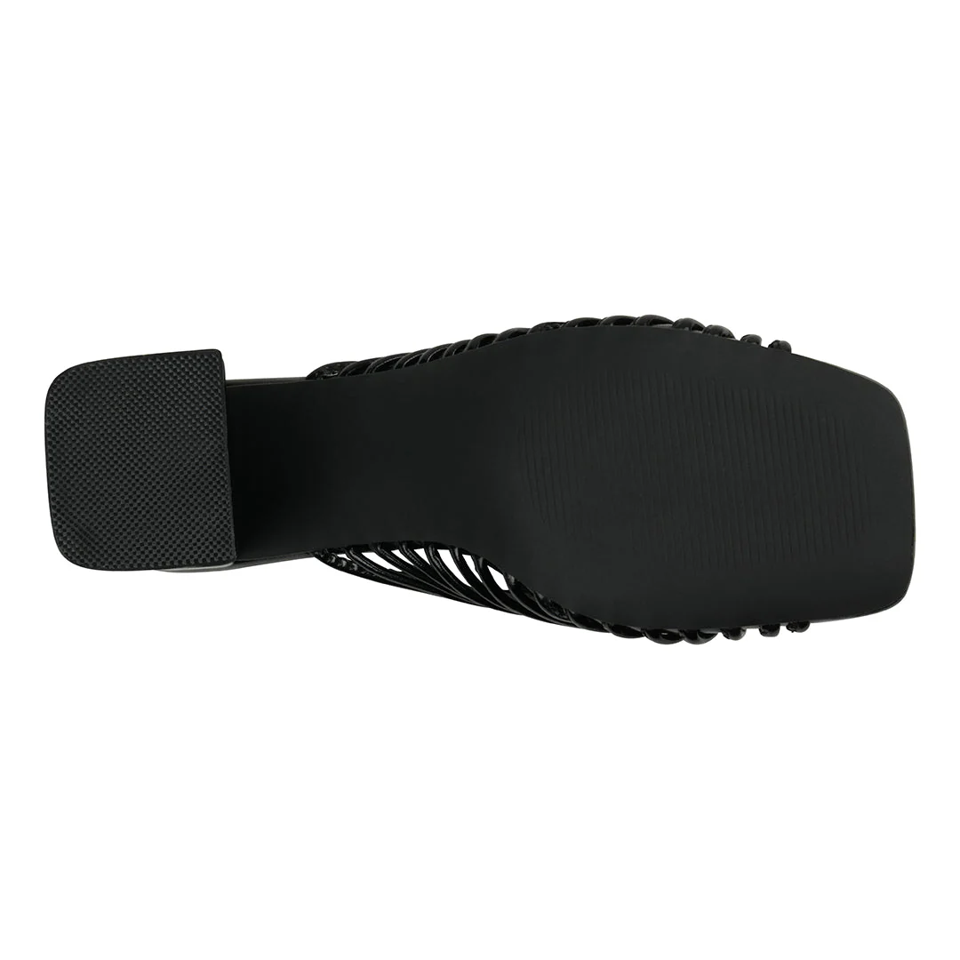 Josie Black Strappy Heeled Sandals - Image 3