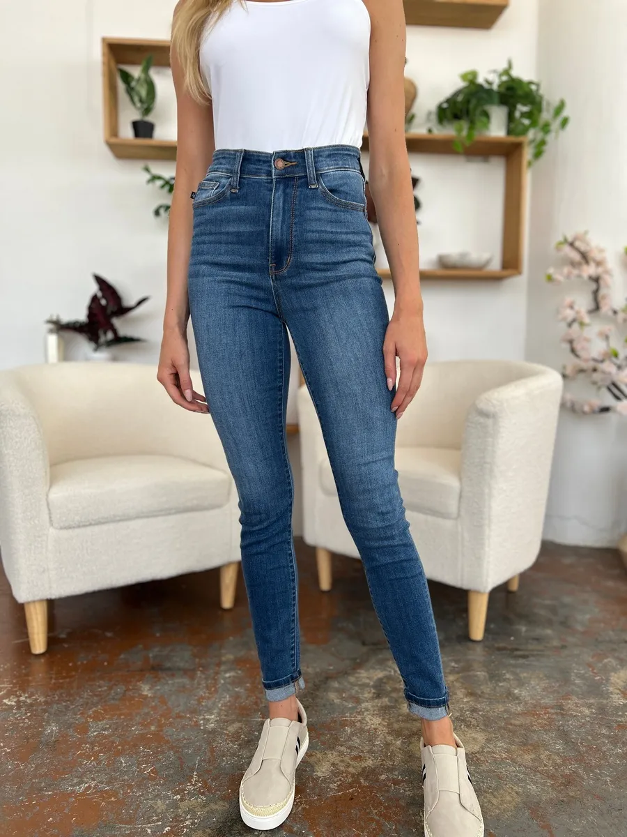 Judy Blue Full Size Cuffed Hem Skinny Jeans - Image 2
