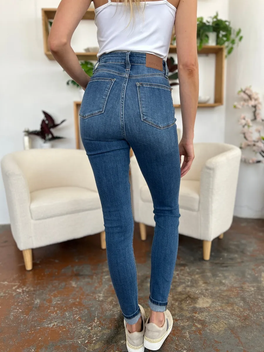 Judy Blue Full Size Cuffed Hem Skinny Jeans - Image 3