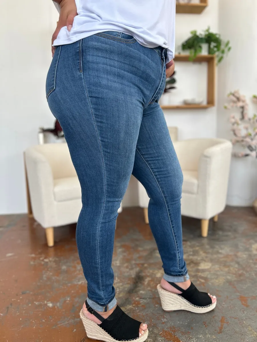 Judy Blue Full Size Cuffed Hem Skinny Jeans - Image 5