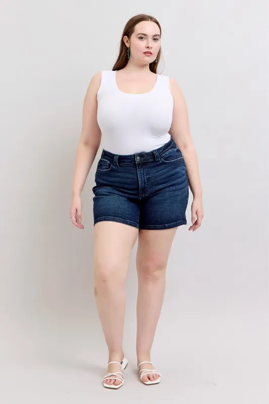 Judy Blue Full Size High Waist Back Flap Pocket Denim Shorts Plus Size - Image 19