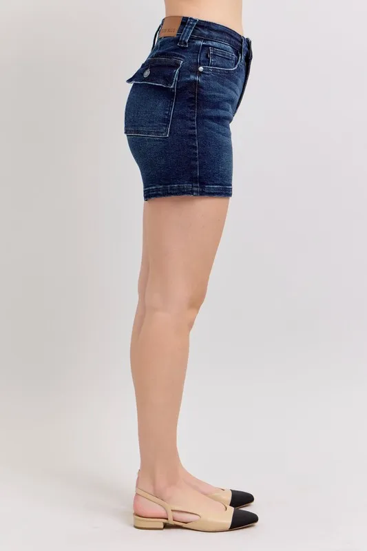 Judy Blue Full Size High Waist Back Flap Pocket Denim Shorts Plus Size - Image 5