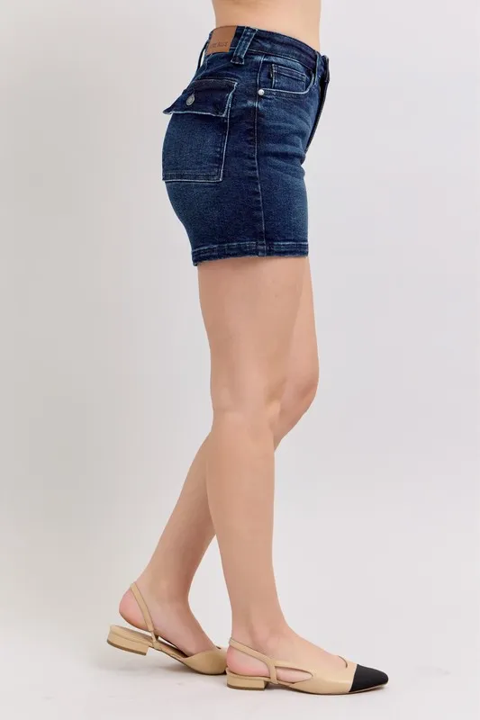Judy Blue Full Size High Waist Back Flap Pocket Denim Shorts Plus Size - Image 6
