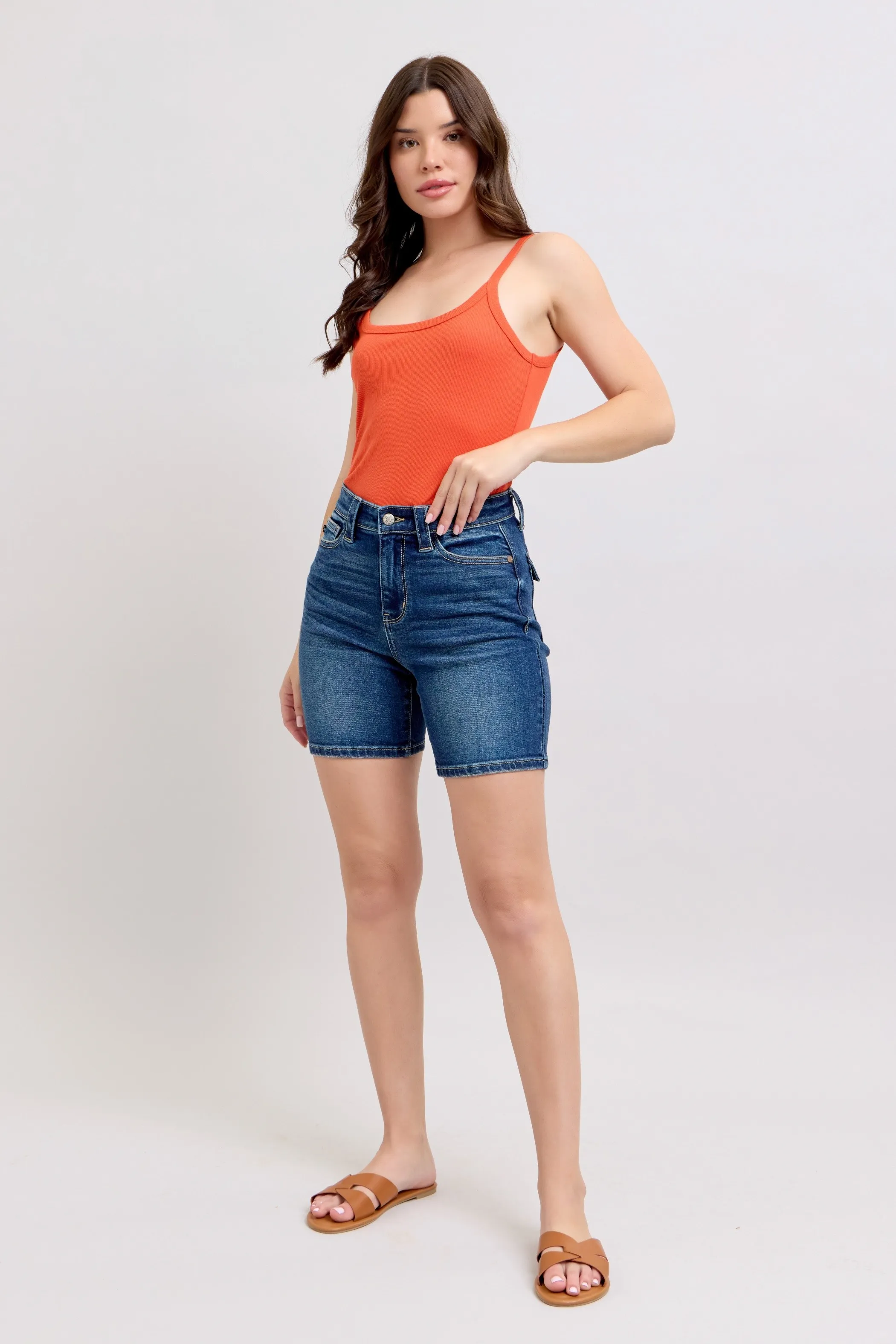 Judy Blue Full Size High Waist Bermudas Jeans W/ Back Flap Pockets Plus Size - Image 9