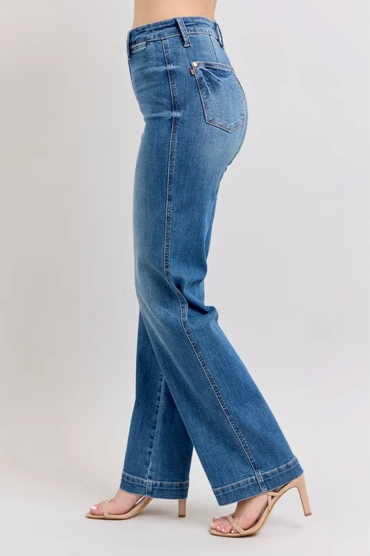 Judy Blue Full Size High Waist Contrast Thread Straight Plus Size - Image 2