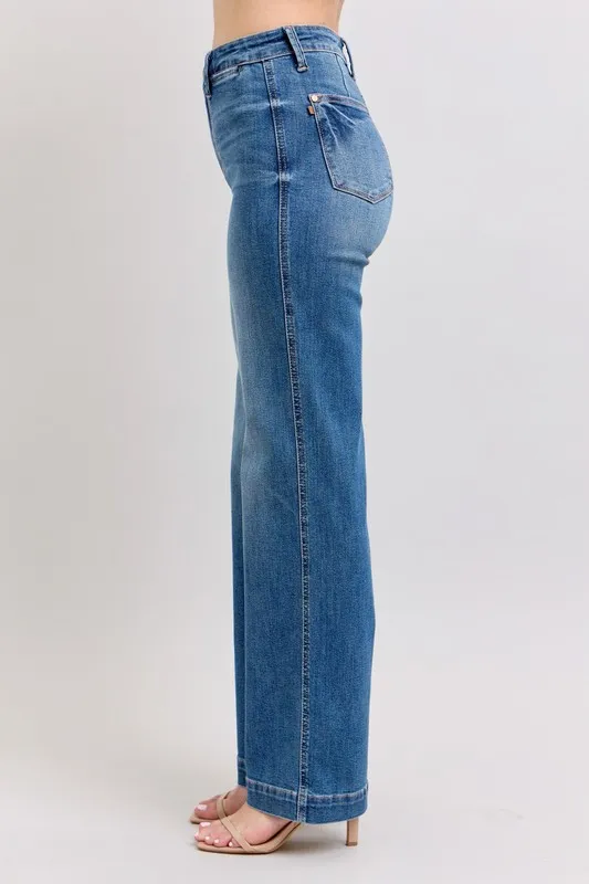 Judy Blue Full Size High Waist Contrast Thread Straight Plus Size - Image 3
