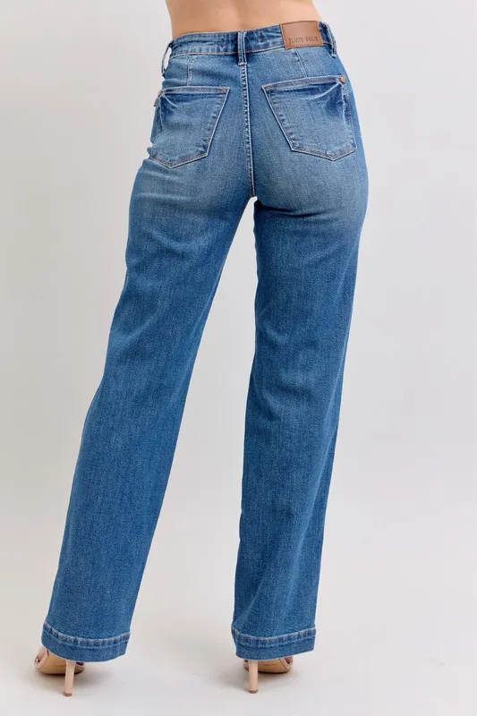 Judy Blue Full Size High Waist Contrast Thread Straight Plus Size - Image 4