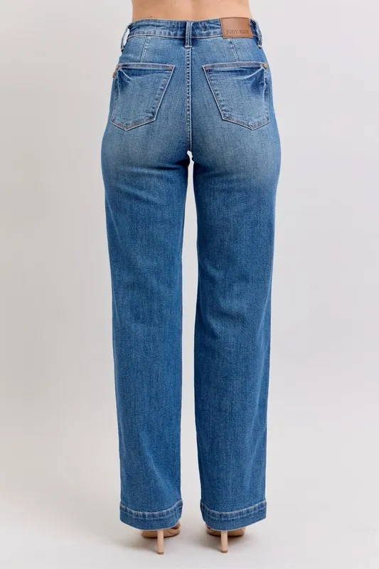 Judy Blue Full Size High Waist Contrast Thread Straight Plus Size - Image 5