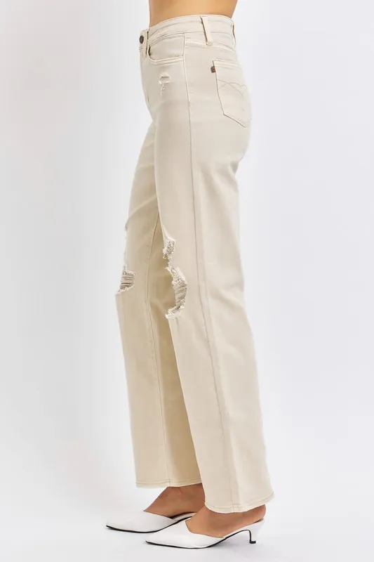 Judy Blue Full Size High Waist Distressed Wide Leg Jeans - Image 2