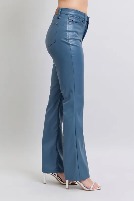 Judy Blue Full Size High Waist Tummy Control Faux Leather Bootcut Pants Plus Size - Image 3