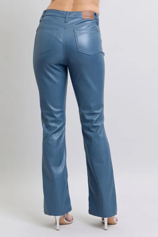 Judy Blue Full Size High Waist Tummy Control Faux Leather Bootcut Pants Plus Size - Image 4
