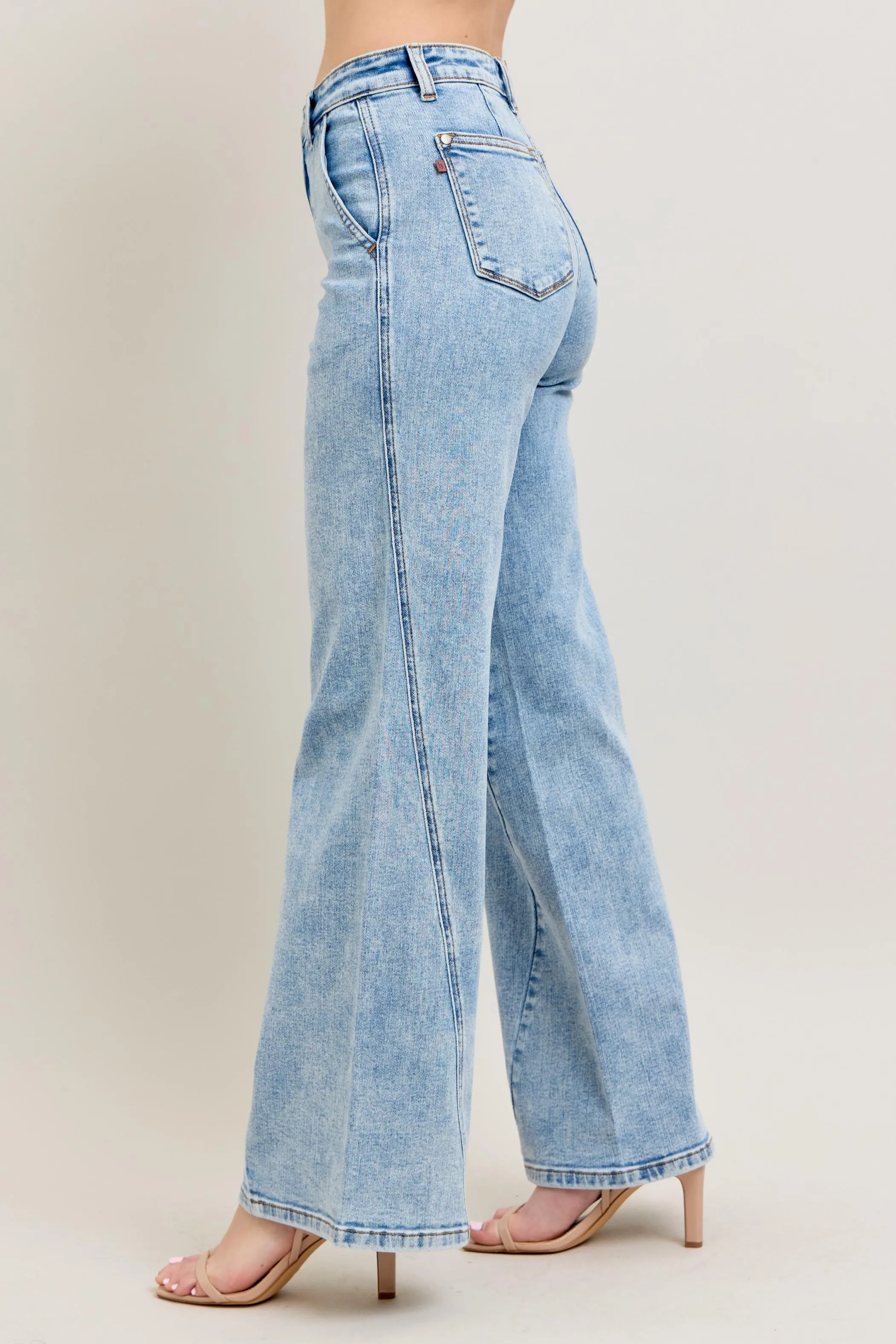 Judy Blue Full Size High Waist Wide Leg Jeans with Skewed Inseam Plus Size - Image 8