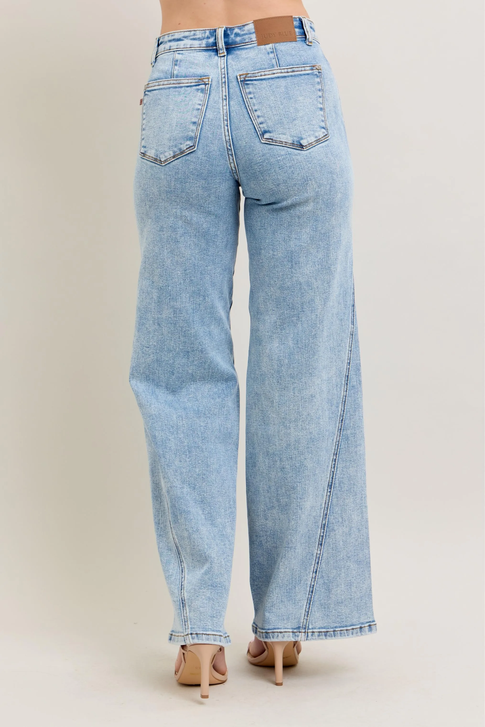 Judy Blue Full Size High Waist Wide Leg Jeans with Skewed Inseam Plus Size - Image 9