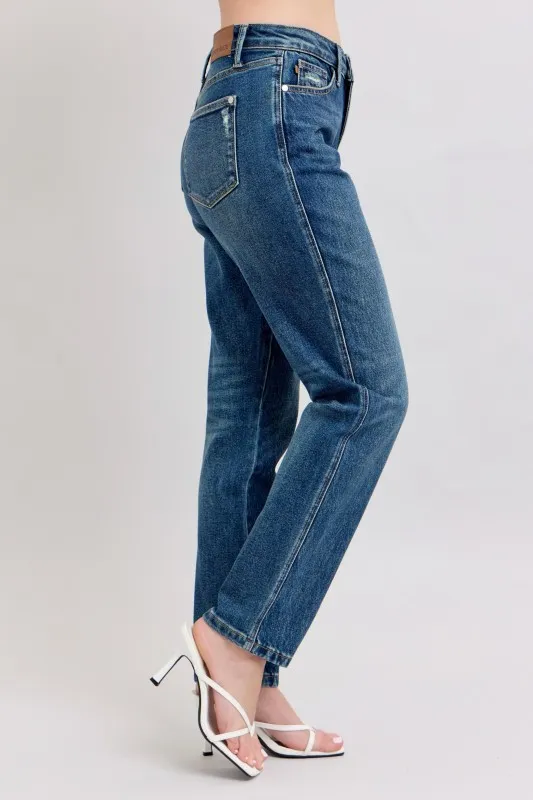 Judy Blue Full Size High Waisted Rigid Magic Non-destroy Straight Leg Jeans Plus Size - Image 4