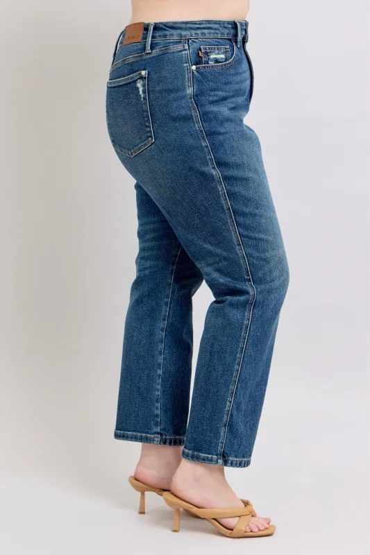 Judy Blue Full Size High Waisted Rigid Magic Non-destroy Straight Leg Jeans Plus Size - Image 7
