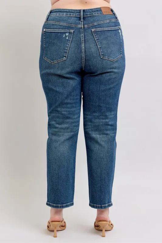 Judy Blue Full Size High Waisted Rigid Magic Non-destroy Straight Leg Jeans Plus Size - Image 8