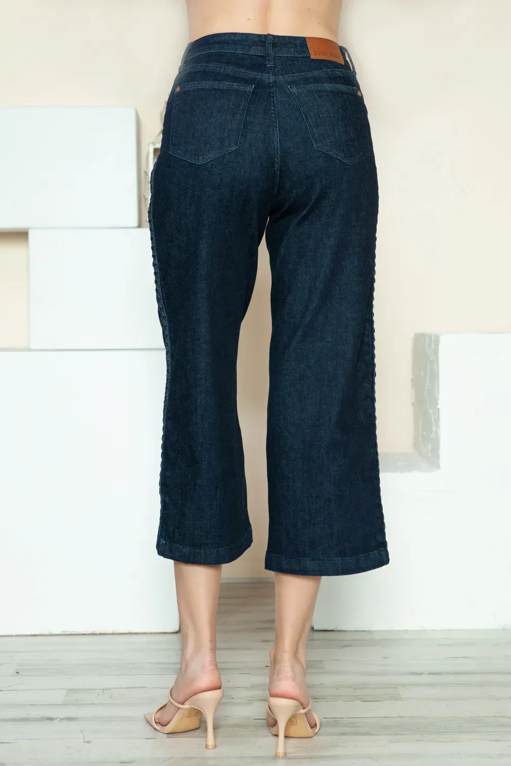 Judy Blue Full Size Side Seam Braid Detail Crop Wide Leg Jeans - Image 3