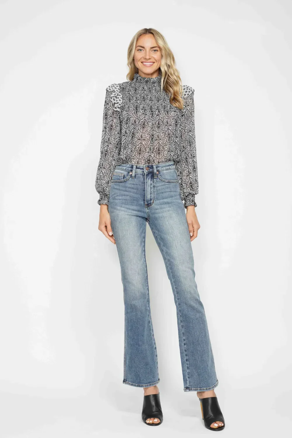 Judy Blue Full Size Tummy Control Back Embroidered Pocketed Bootcut Jeans Plus Size - Image 10