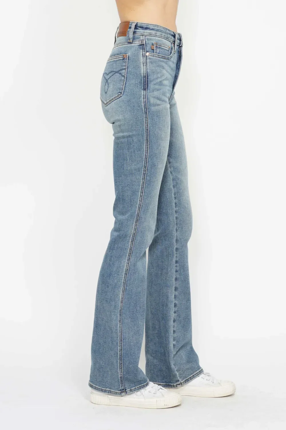 Judy Blue Full Size Tummy Control Back Embroidered Pocketed Bootcut Jeans Plus Size - Image 14
