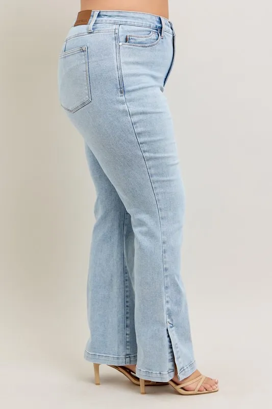Judy Blue Full Size Tummy Control Vintage Wash Side Slit Slim Boot Jeans Plus Size - Image 10