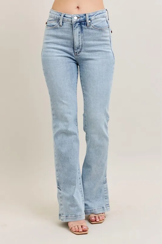 Judy Blue Full Size Tummy Control Vintage Wash Side Slit Slim Boot Jeans Plus Size - Image 2