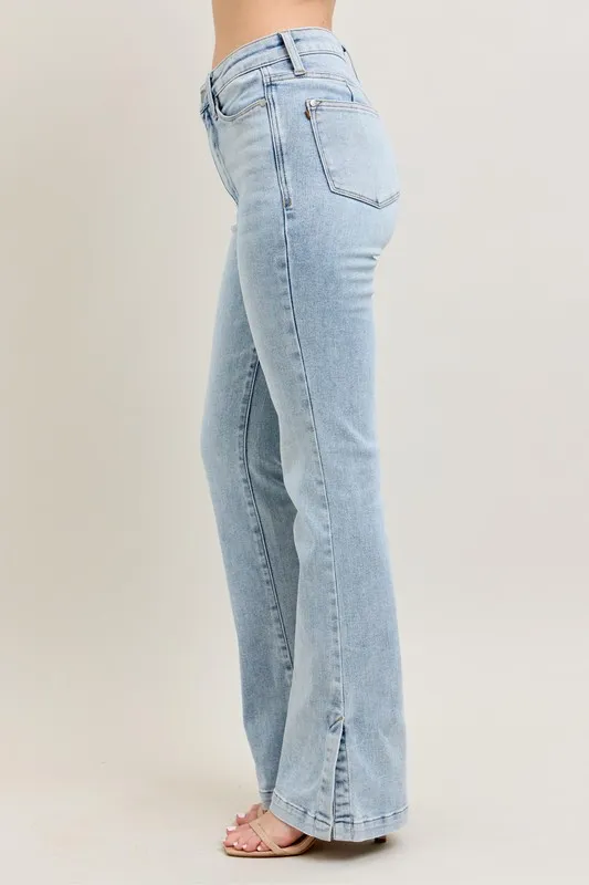 Judy Blue Full Size Tummy Control Vintage Wash Side Slit Slim Boot Jeans Plus Size - Image 3