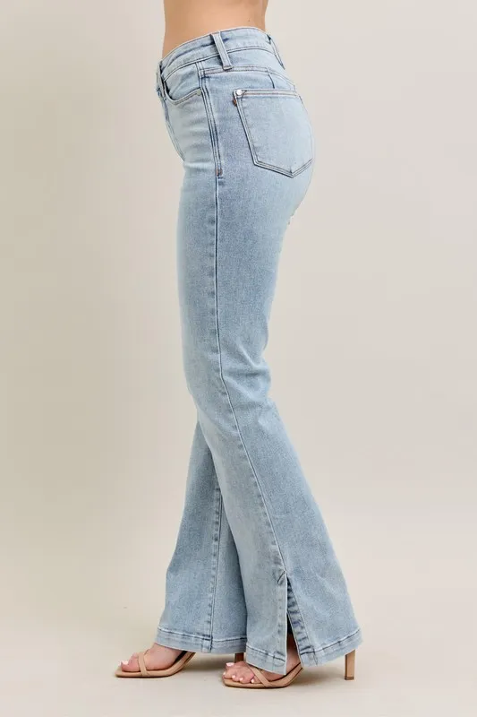 Judy Blue Full Size Tummy Control Vintage Wash Side Slit Slim Boot Jeans Plus Size - Image 4