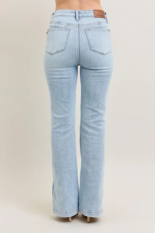 Judy Blue Full Size Tummy Control Vintage Wash Side Slit Slim Boot Jeans Plus Size - Image 5