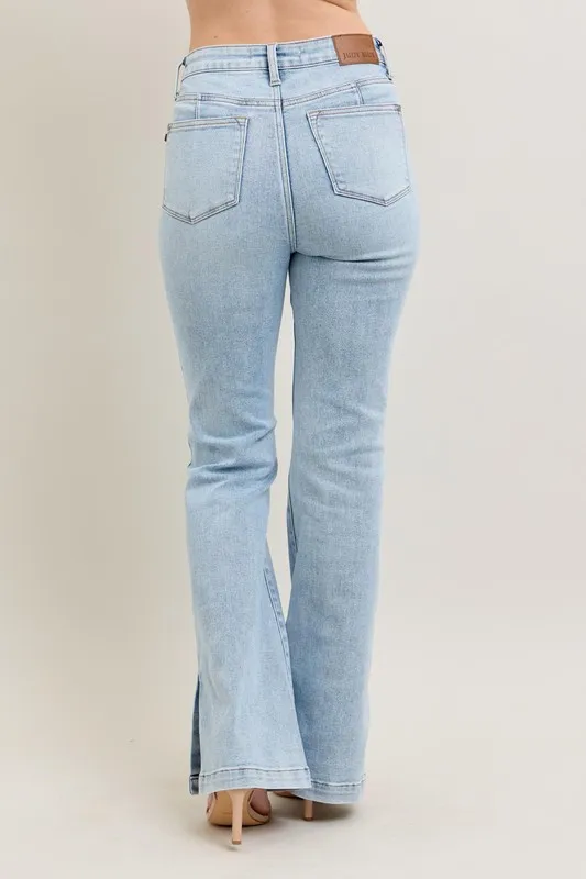 Judy Blue Full Size Tummy Control Vintage Wash Side Slit Slim Boot Jeans Plus Size - Image 6