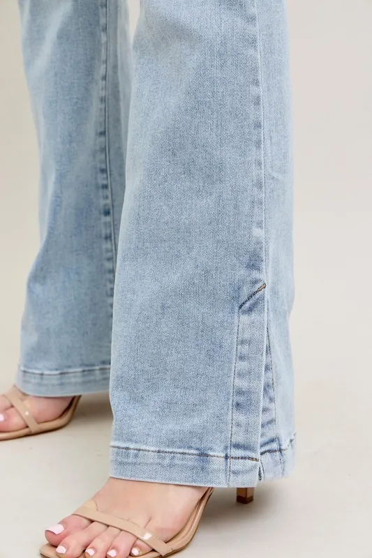 Judy Blue Full Size Tummy Control Vintage Wash Side Slit Slim Boot Jeans Plus Size - Image 7