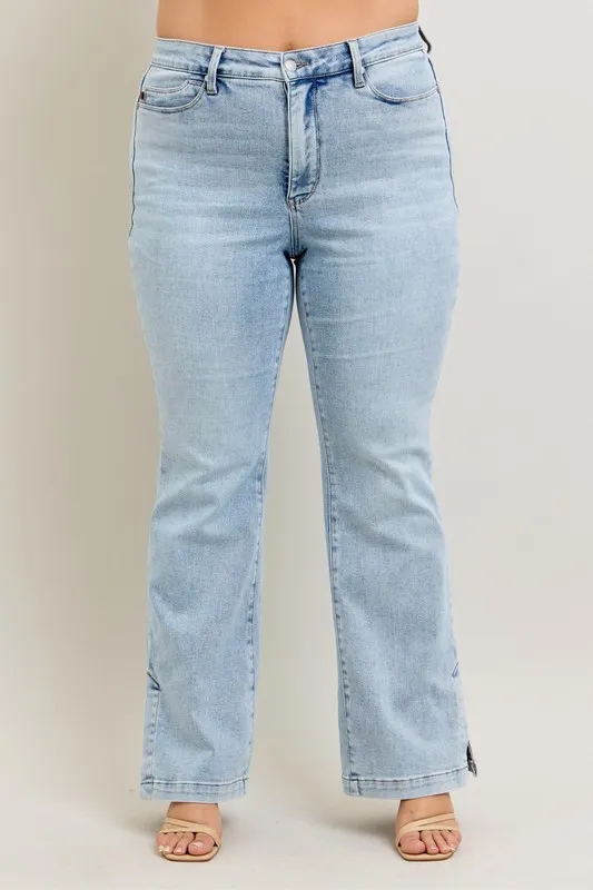 Judy Blue Full Size Tummy Control Vintage Wash Side Slit Slim Boot Jeans Plus Size - Image 8