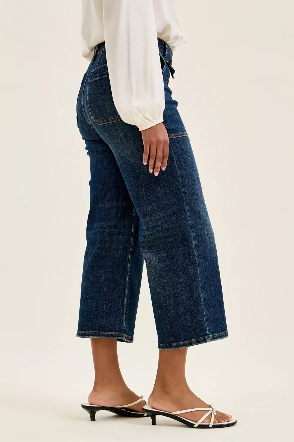 Judy Blue High Waist Wide Crop Utility Jeans with Patch Pocket - Image 2