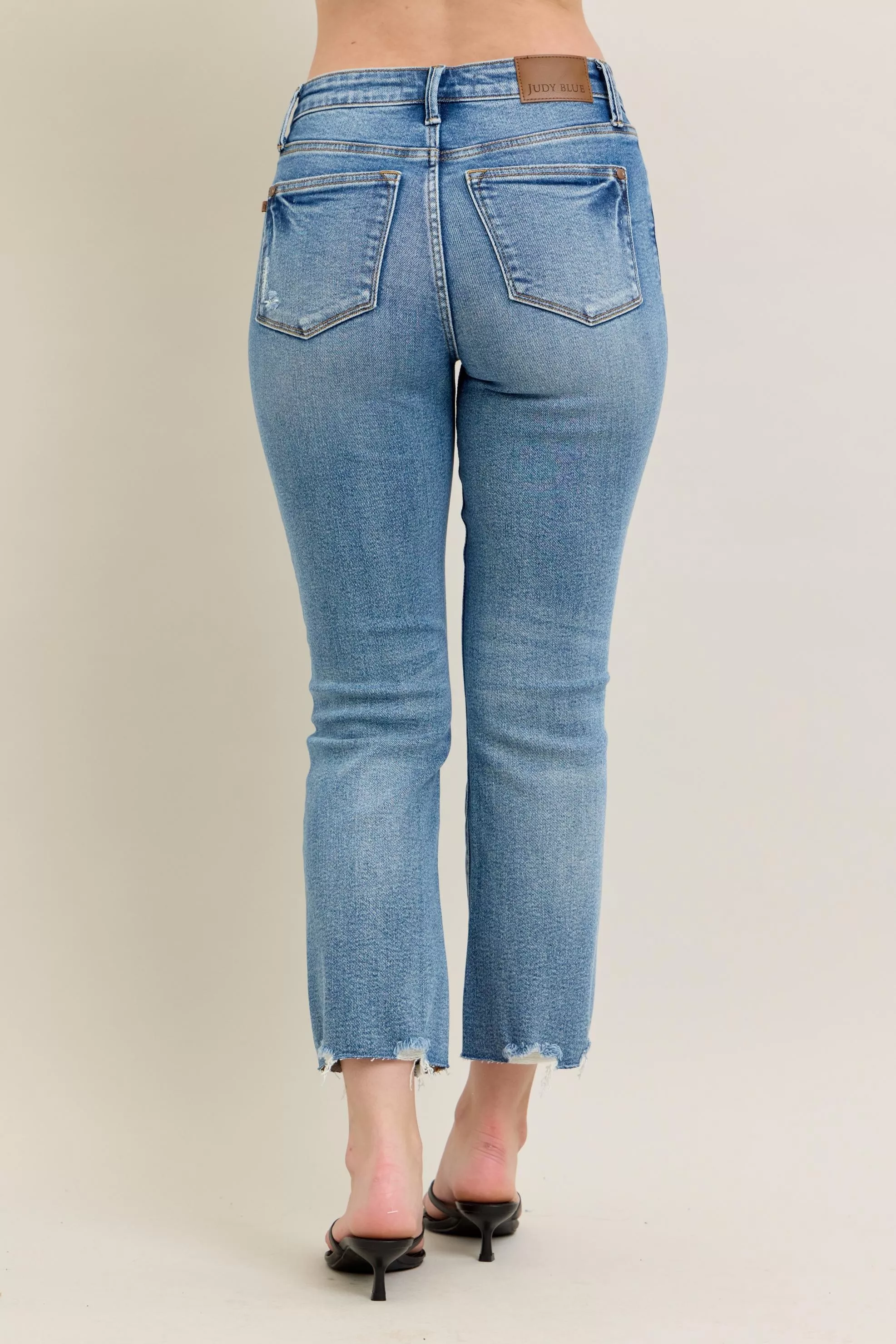 Judy Blue Mr Vintage Wash Destroy Hem Kick Flare Jeans - Image 5