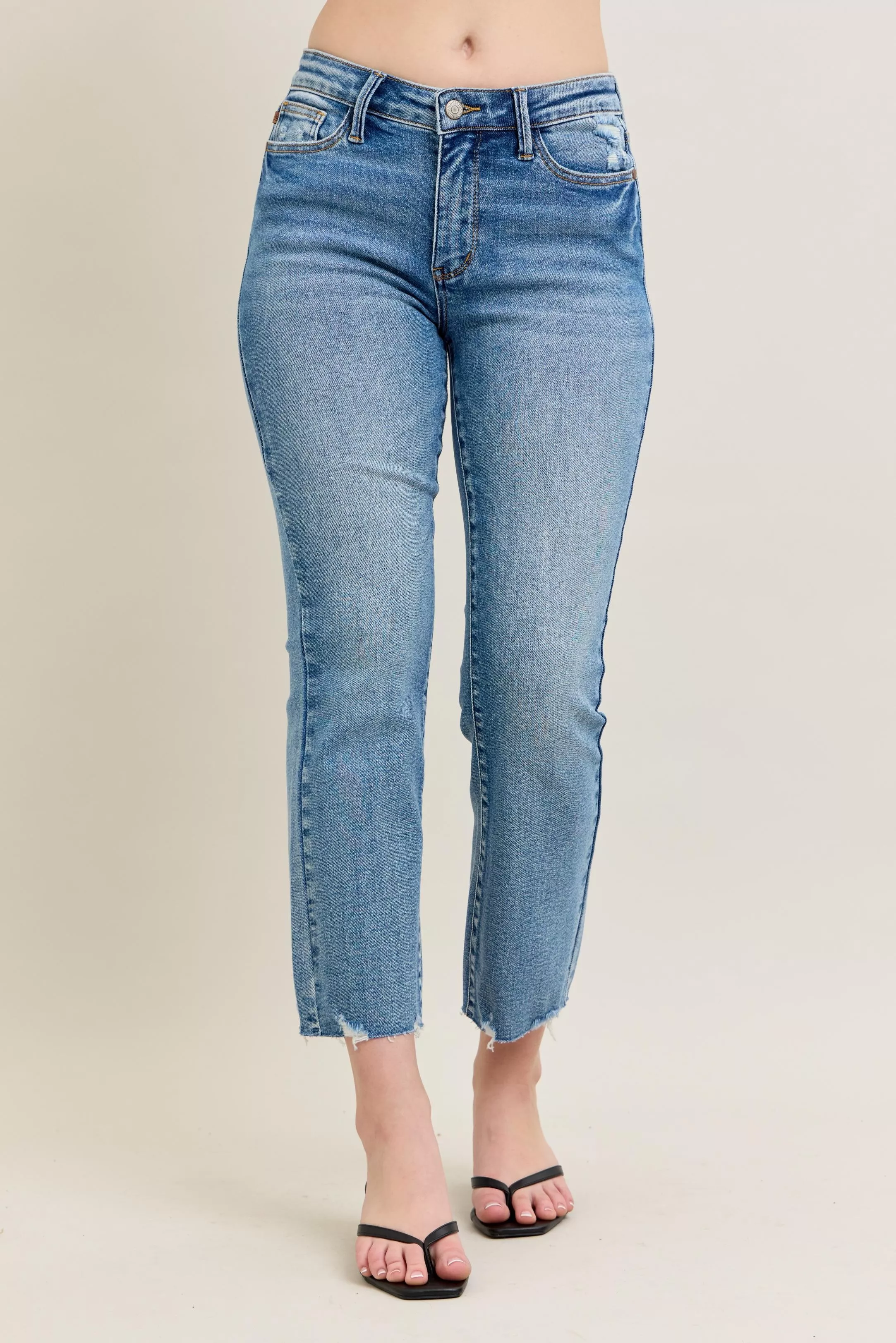 Judy Blue Mr Vintage Wash Destroy Hem Kick Flare Jeans - Image 7