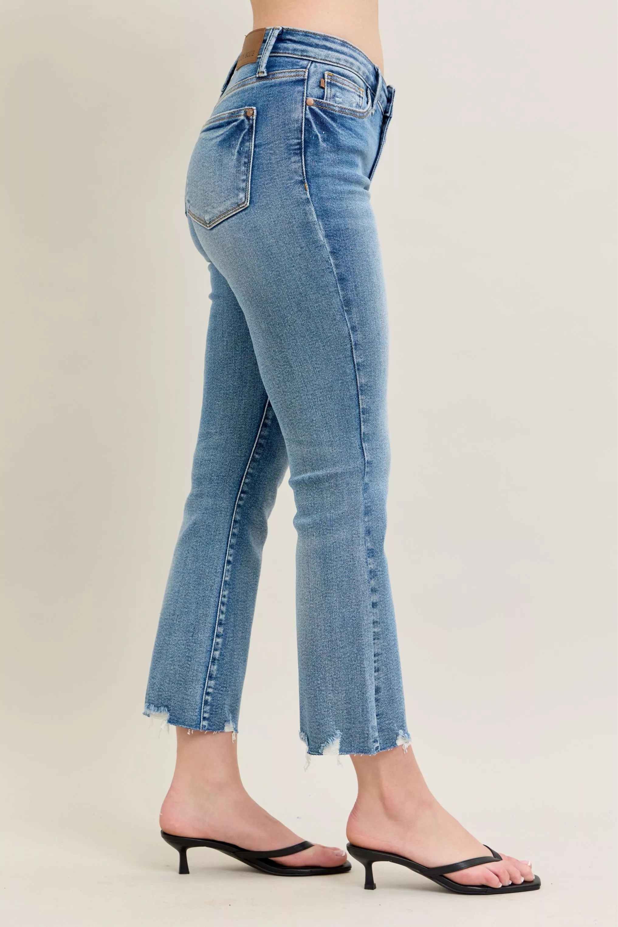 Judy Blue Mr Vintage Wash Destroy Hem Kick Flare Jeans - Image 8