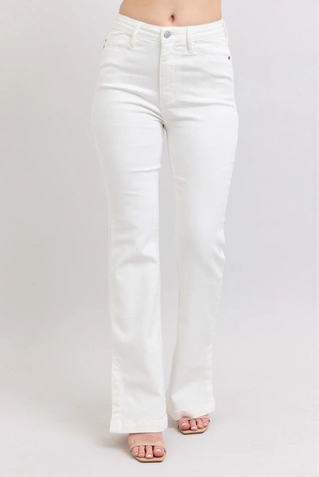 Judy Blue White Side Slit Slim Bootcut Jeans - Image 4