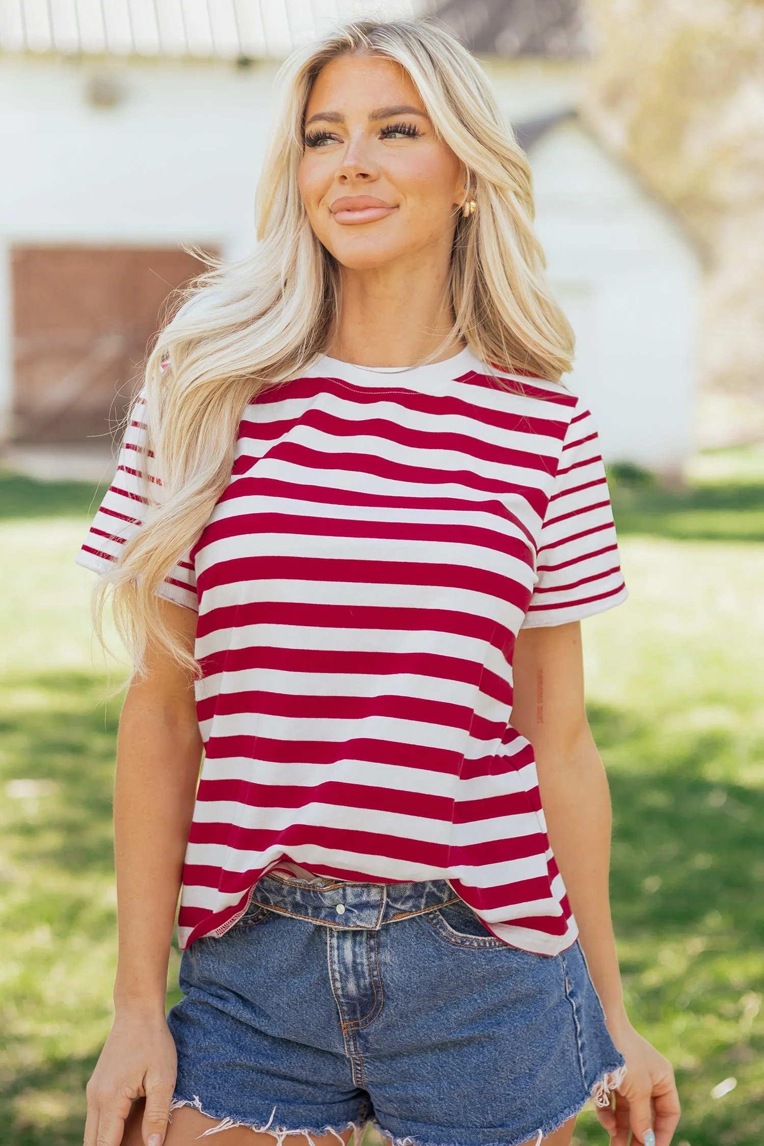 Threaded Pear June Stripe Patchwork T Shirt - Image 4