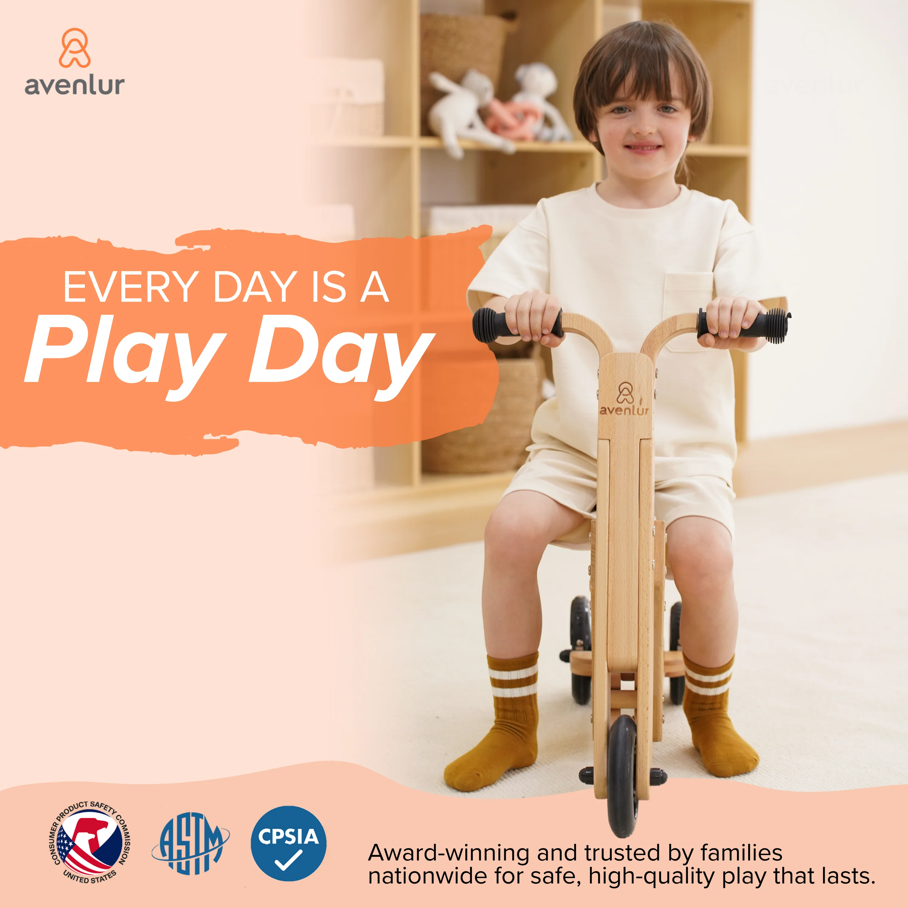 Juneberry 2-in-1 Wooden Scooter & Ride-On Toy for Toddlers - Image 6