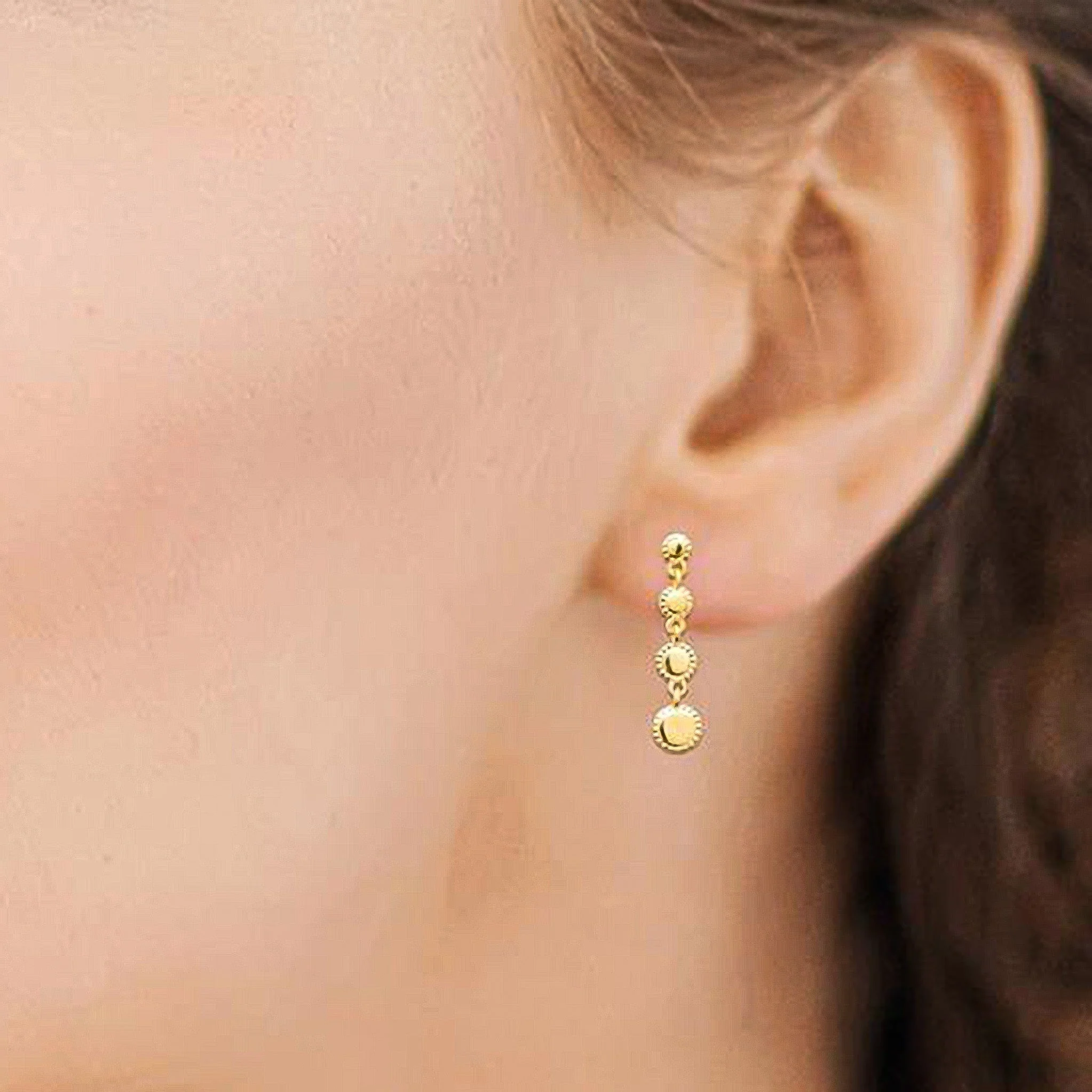Juno Beaded Disc Drop Earrings - Image 2