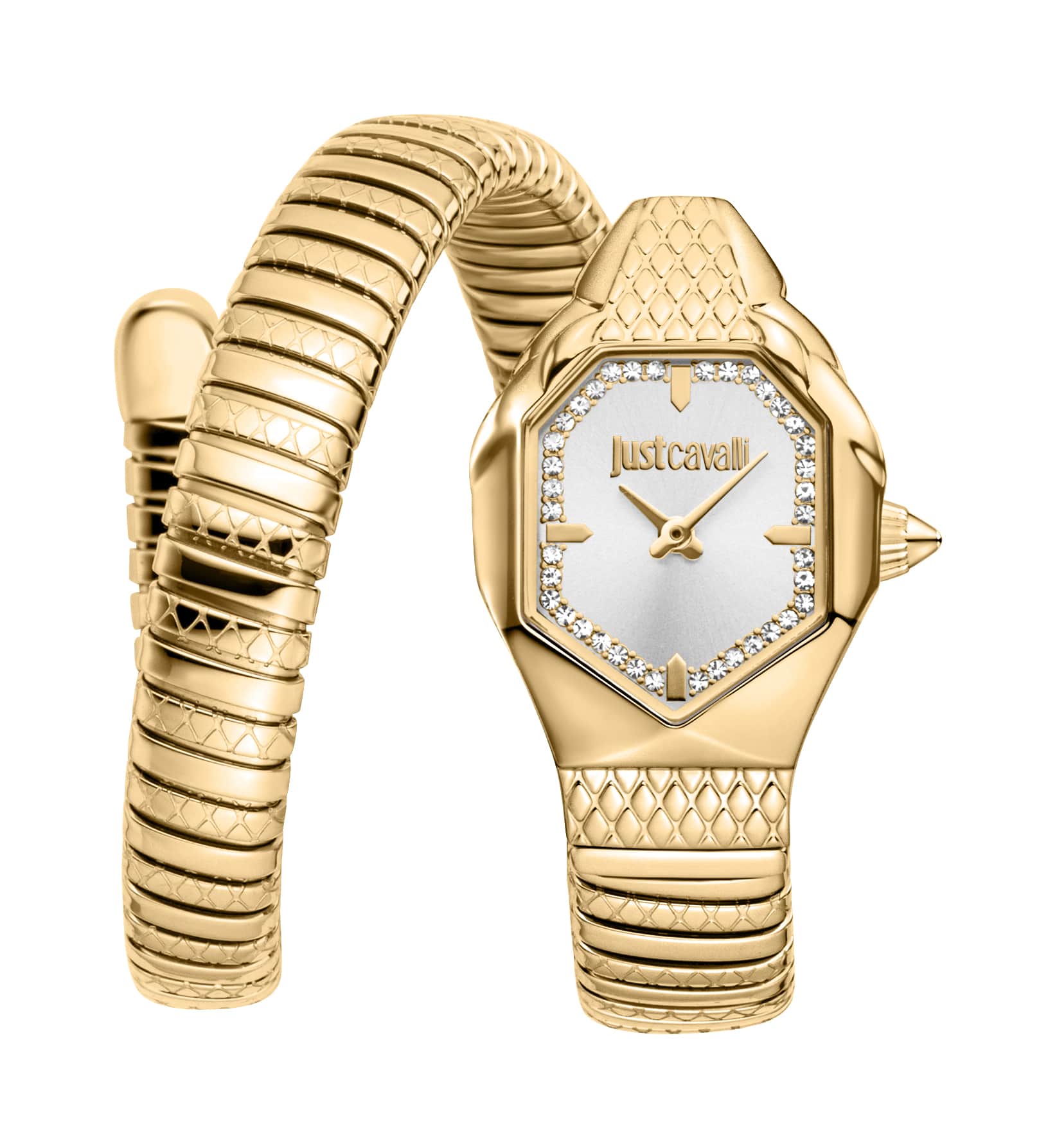 Just CAVALLI Women Watch, Gold Color Case, Silver Dial, Gold Color Metal Bracelet, 2 Hands, 3 Atm - Image 3