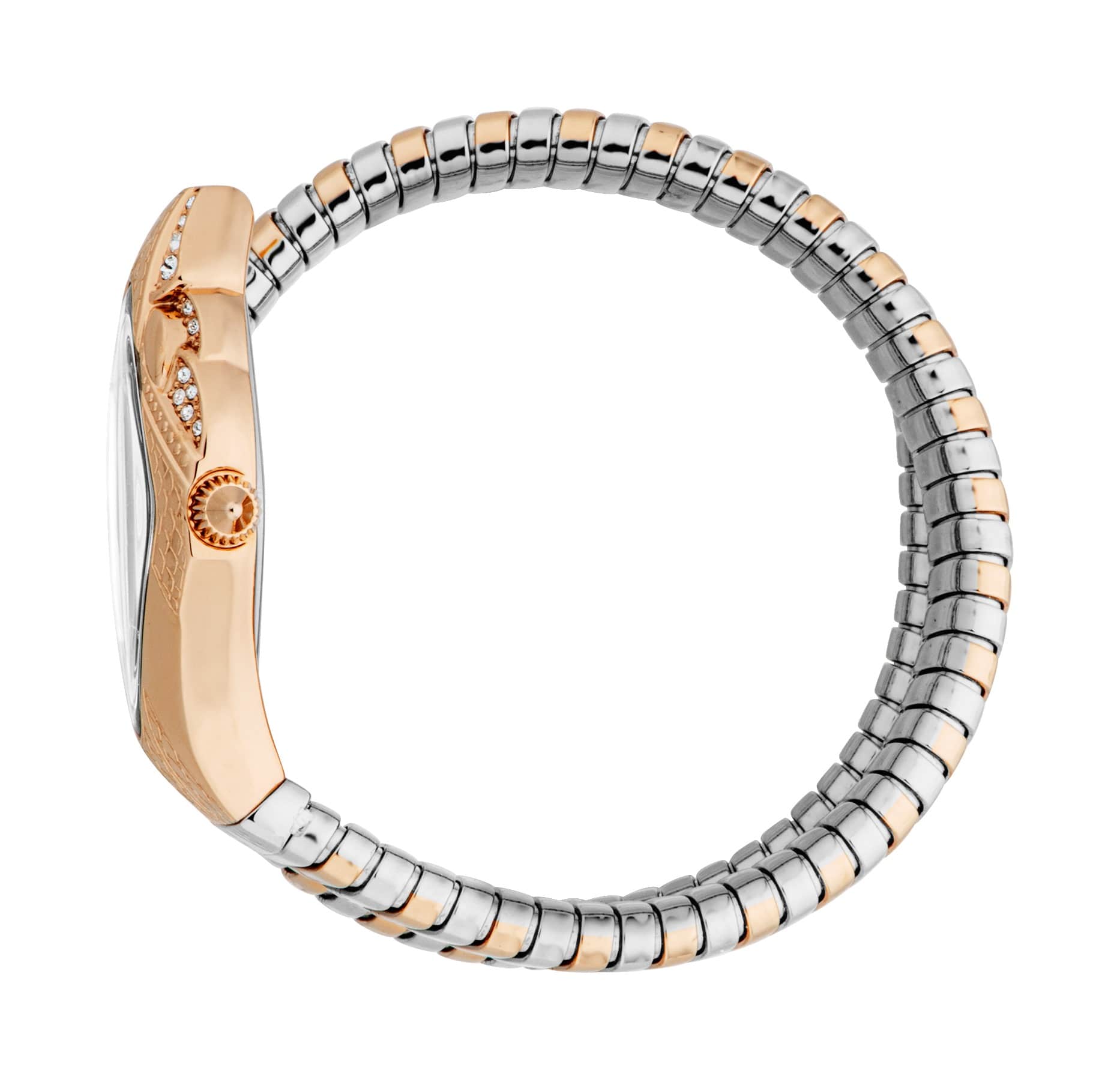 Just CAVALLI Women Watch, Rose Gold Color Case, Silver Dial, Two Tone Silver & Rose Gold Color Metal Bracelet, 2 Hands, 3 Atm - Image 2