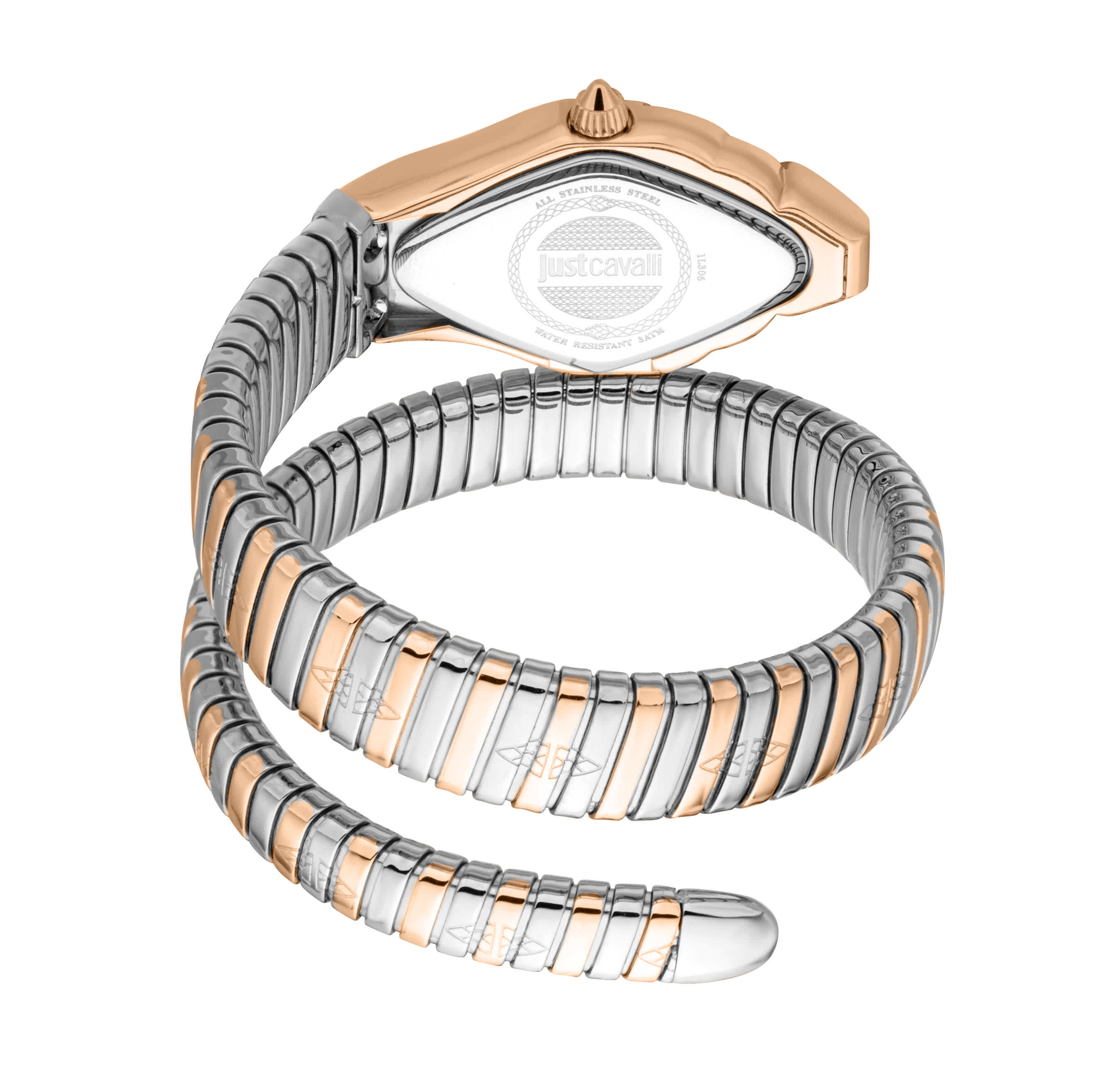 Just CAVALLI Women Watch, Rose Gold Color Case, Silver Dial, Two Tone Silver & Rose Gold Color Metal Bracelet, 2 Hands, 3 Atm - Image 3