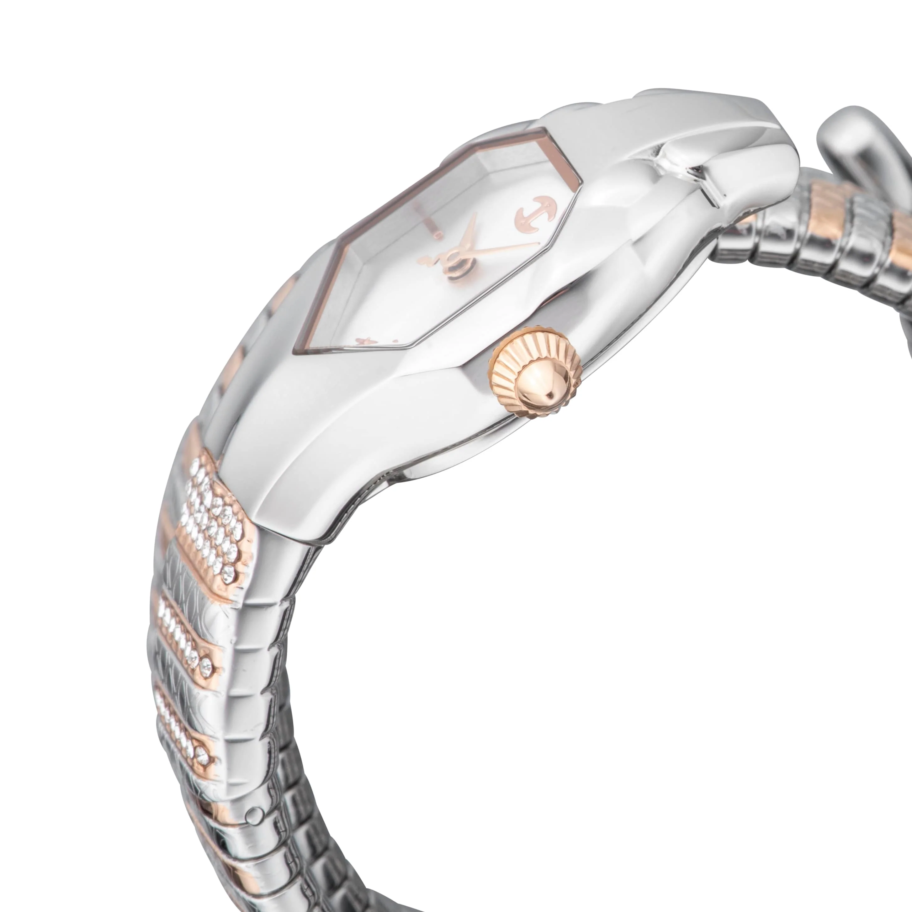 Just CAVALLI Women Watch, Silver Color Case, Silver Dial, Two Tone Silver & Rose Gold Color Stainless Steel Metal Bracelet, 2 Hands, 3 Atm - Image 2