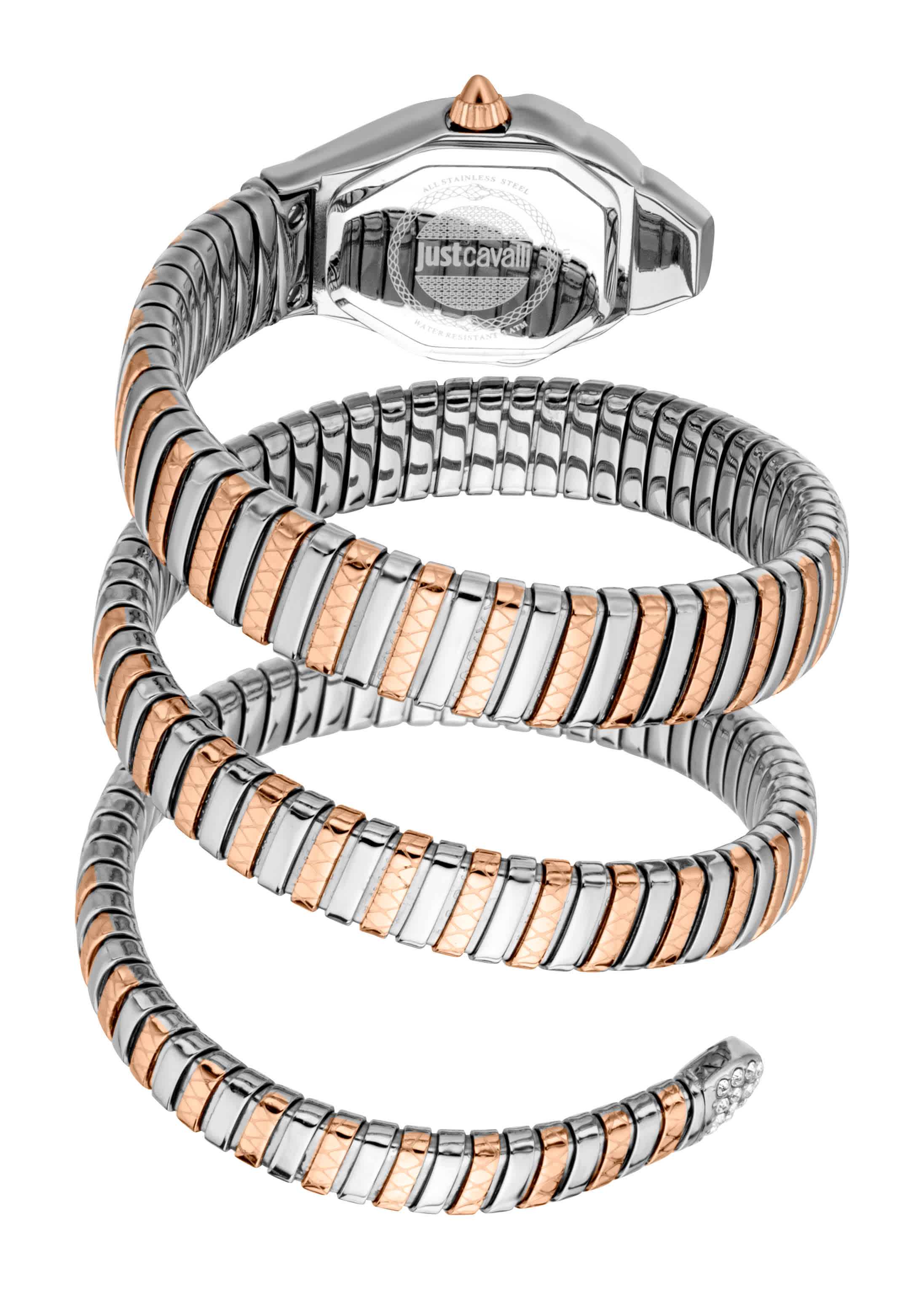 Just CAVALLI Women Watch, Two Tone Silver & Rose Gold Color Case, Silver Dial, Two Tone Silver & Rose Gold Color Metal Bracelet, 2 Hands, 3 Atm - Image 2