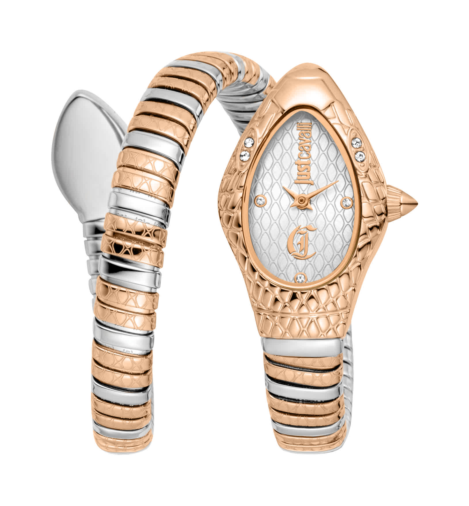Just CAVALLI Women Watch, Two Tone Silver & Rose Gold Color Case, Silver Dial, Two Tone Silver & Rose Gold Color Metal Bracelet, 2 Hands, 3 Atm - Image 5