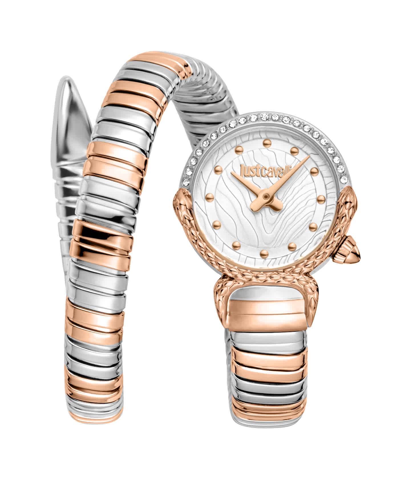 Just CAVALLI Women Watch, Two Tone Silver & Rose Gold Color Case, Silver Dial, Two Tone Silver & Rose Gold Color Metal Bracelet, 2 Hands, 3 Atm - Image 8