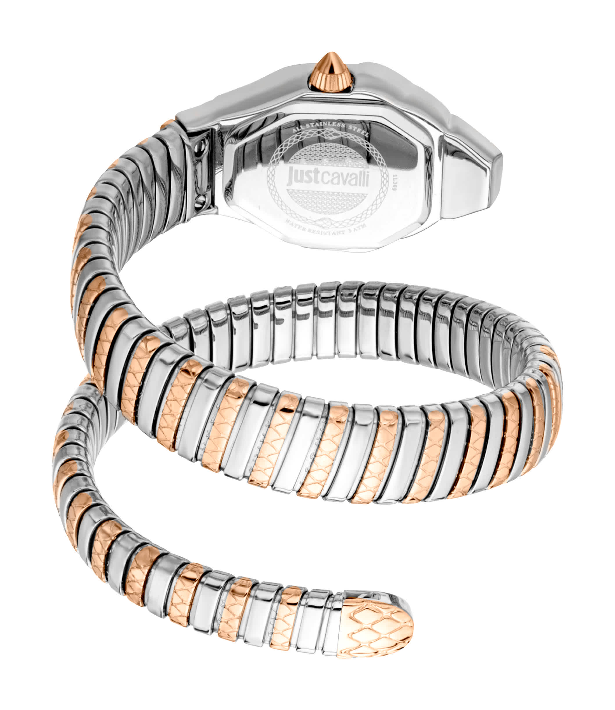 Just CAVALLI Women Watch, Two Tone Silver & Rose Gold Color Case, White MOP Dial, Two Tone Silver & Rose Gold Color Metal Bracelet, 2 Hands, 3 Atm - Image 3