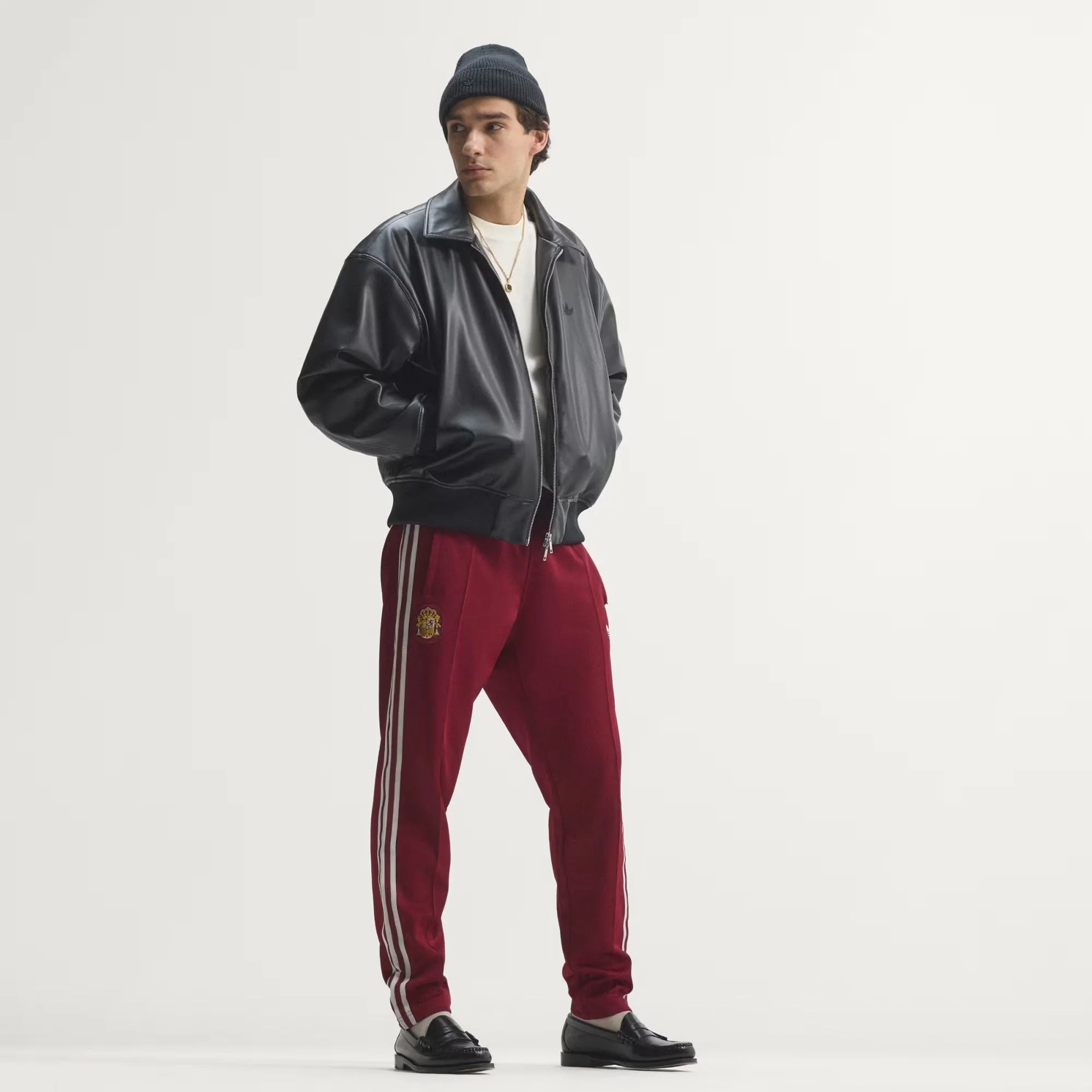 [jz2255] Mens Adidas Fef Spain Originals Track Pants - Team Coll Burgundy - Image 2