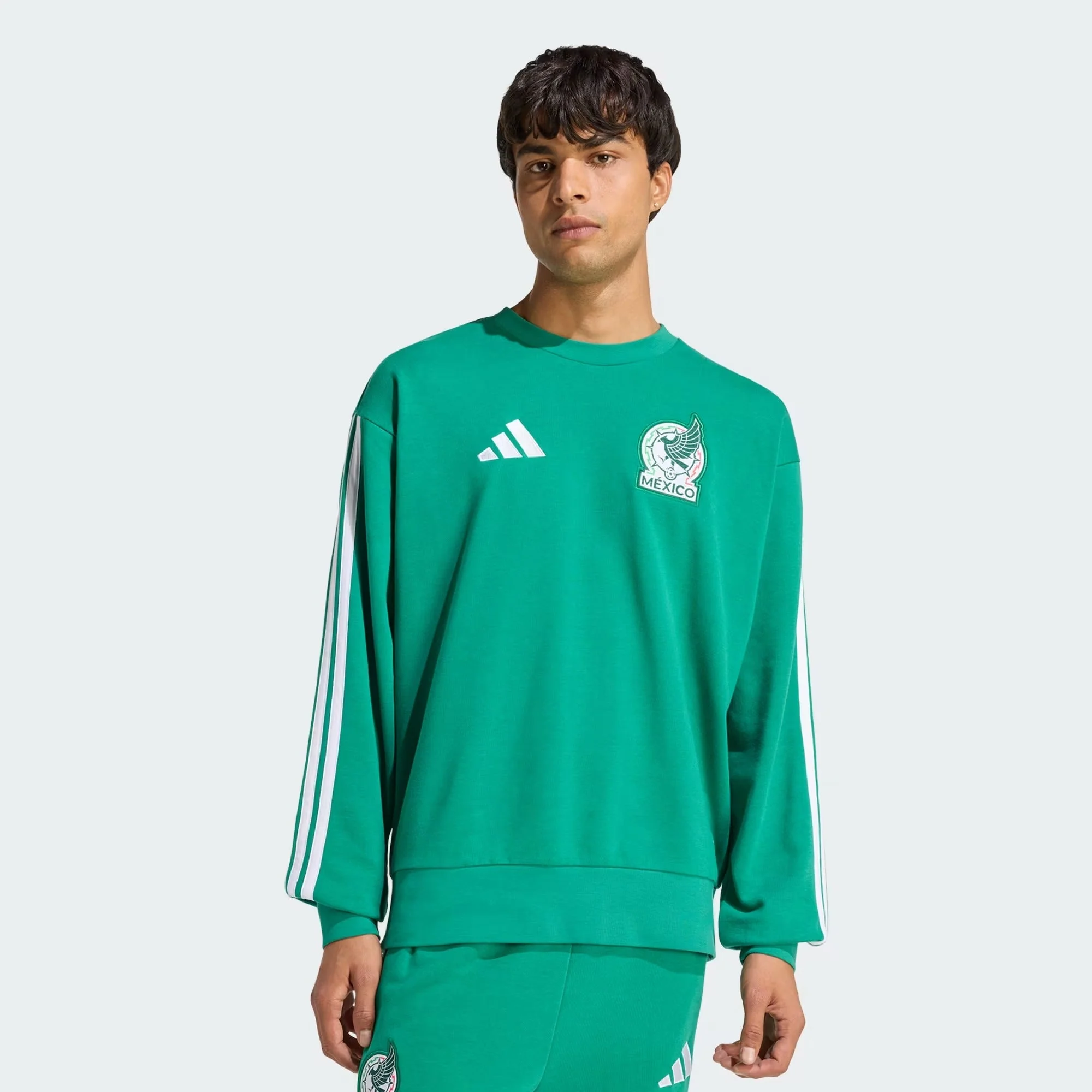[jz6467] Mens Adidas Fmf Mexico Dna Crew Sweat Sweatshirt - Bold Green - Image 2