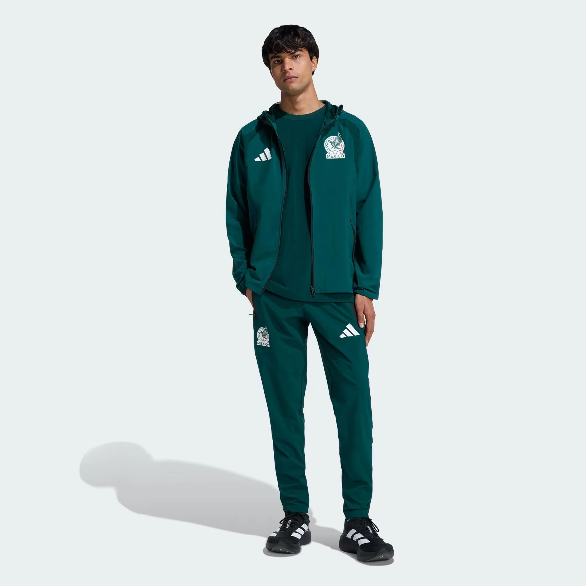 [jz6486] Mens Adidas Fmf Mexico Tiro Travel Full Zip Windbreaker - Aurora Ivy - Image 4